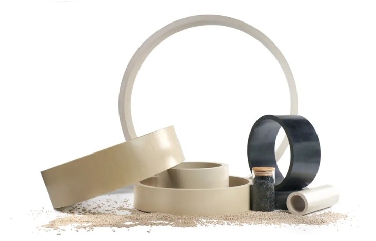 PEEK tubes rings and resin pellets in different sizes and colours
